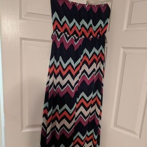 Chevron Print Multicolor Maxi Dress